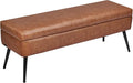 VEVOR Leather Storage Ottoman Bench, PU Leather Bench with Storage and Metal Legs, Modern Shoe Benches Seat for Entryway, Upholstered End of Bed Benches for Living Room, Dining Room, Hallway, Brown