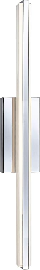 Possini Euro Design Eloe Mid Century Modern Wall Mount Light LED Chrome Silver Hardwired 31 1/4" Wide Light Bar Shade Fixture Painted White Glass for Bathroom Vanity Mirror House Home Room Decor