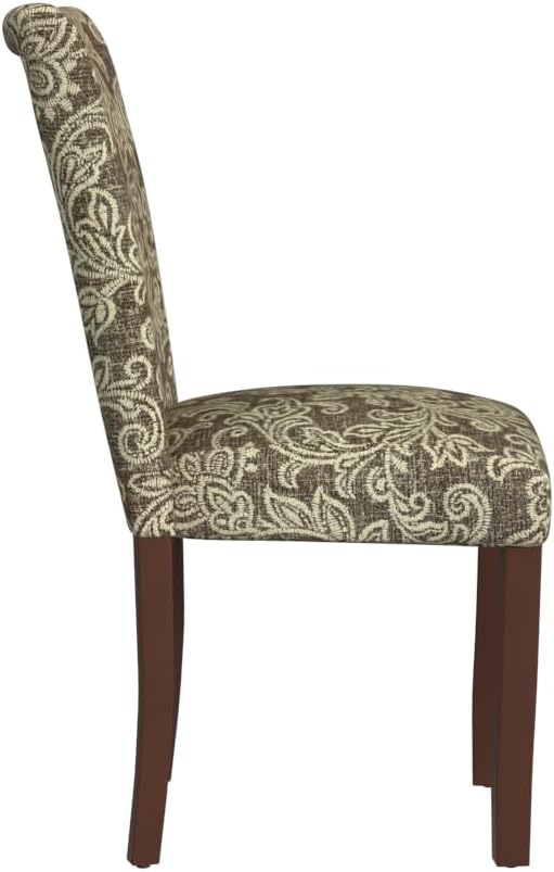 HomePop Classic Parsons Dining Chair, Pack of 2, Brown Jacobean Print