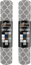GORILLA GRIP Slip Resistant Drawer and Shelf Liner 2 Pack, Non Adhesive Water Resistant, Easy Clean and Trim, Smooth Surface Liners for Kitchen Cabinet Shelves Drawers Pantry 17.5IN x 20FT, White Gray