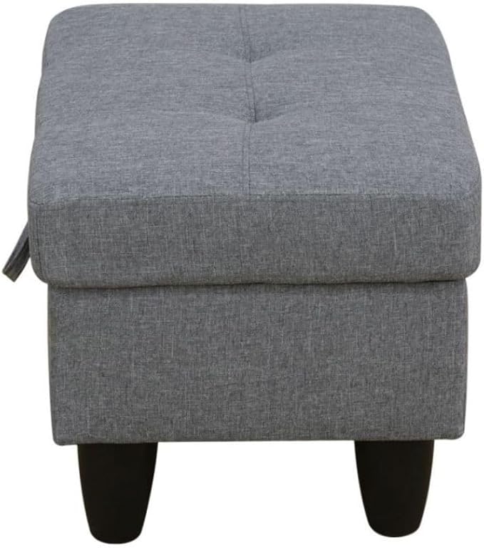 Ottoman Storage Ottoman Bench Linen Footrest Footstool with Hinged Lid for Living Room, Bedroom, Entryway, Black Grey-1, 28.5"X19"X17.5"