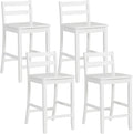COSTWAY Wooden Bar Stools Set of 4, 24-Inch Counter Height Stools with Ergonomic Backrest & Footrest, Farmhouse High Dining Chairs for Kitchen Island, Pub, Cafe (4, White)