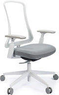 ProtoArc Ergonomic Office Chair - Flexer Desk Chair with Foam Cushion Sliding Seat, Advanced Airflow Mesh, Adjustable Armrest, Swivel Computer Chairs for Home Office - White
