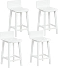 COSTWAY Solid Wood Bar Stools Set of 4, 24.5-inch Counter Height Chairs with Low Back and Footrest, Farmhouse Wooden Armless barstools for Kitchen Island, Dining Room, Cafe, Breakfast, White