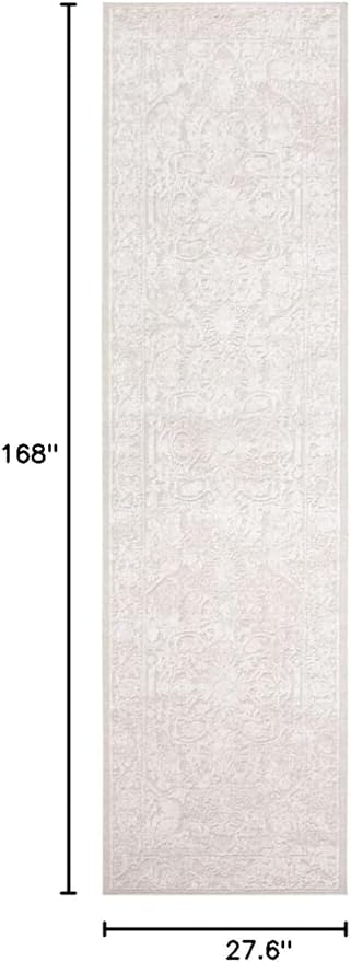 SAFAVIEH Reflection Collection Runner Rug - 2'3" x 14', Cream & Ivory, Non-Shedding & Easy Cleaning, Ideal for Living Room, Bedroom (RFT665D)
