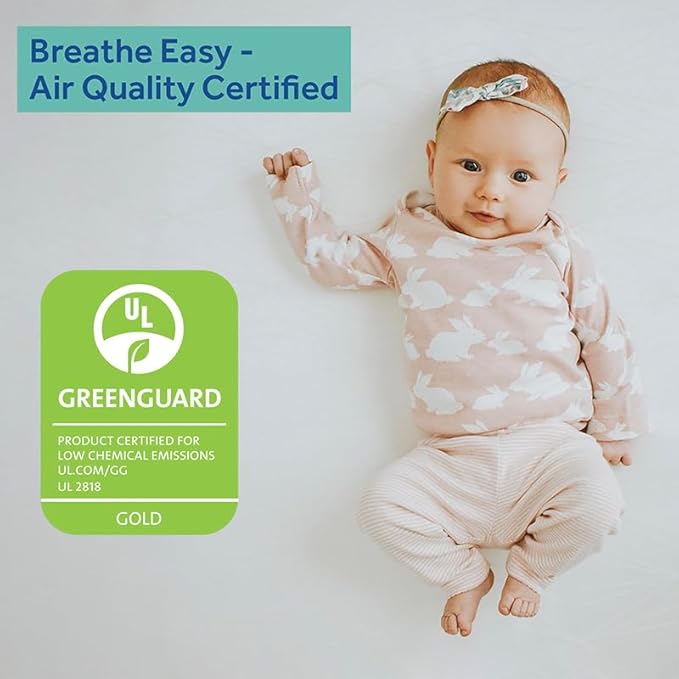 Sealy Baby Posture Haven Orthopedic Antibacterial 2 Stage Waterproof Crib Mattress plus Toddler Bed Fit, 204 Premium Coils, GREENGUARD Gold Certified, Safety & Quality Tested, Made in USA, 52"X28"
