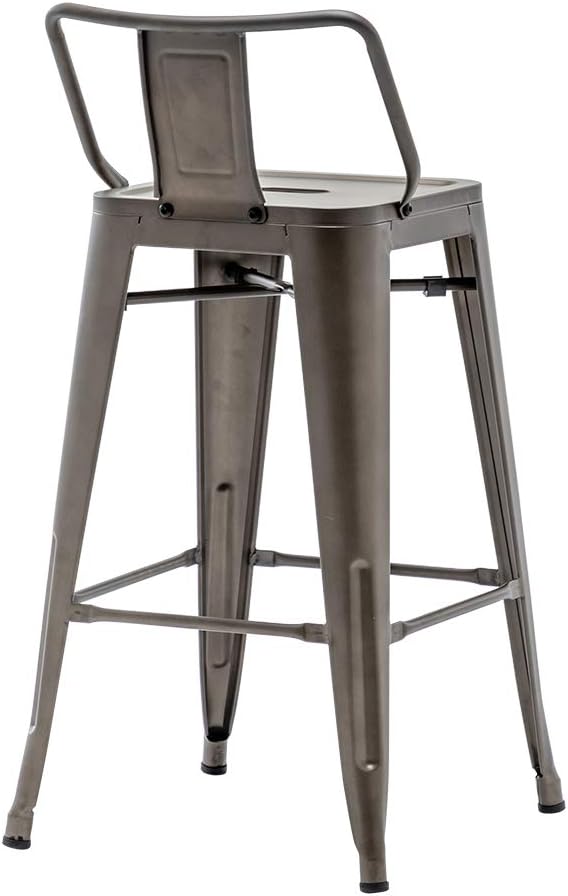 HAOBO Home 24" Low Back Metal Counter Stool Height Bar Stools [Set of 4] Barstools, Bronze