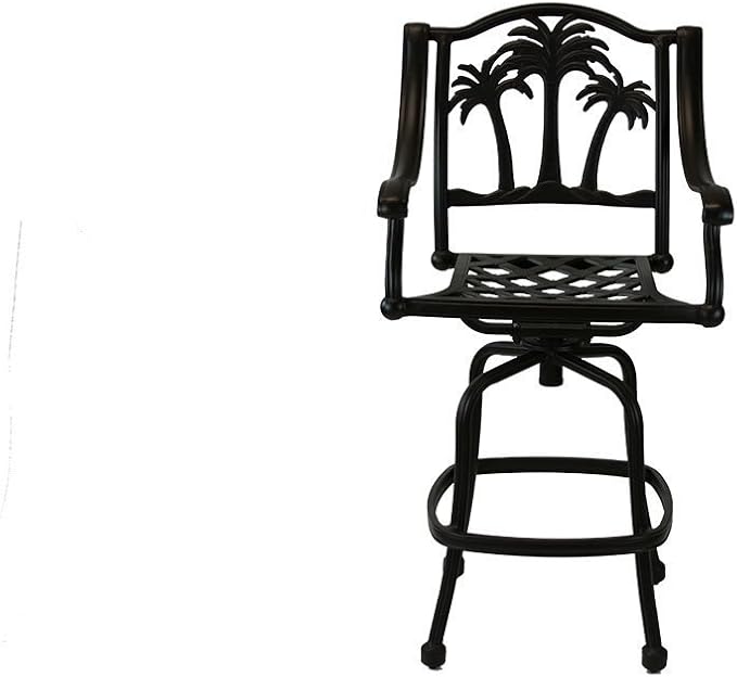 Palm Tree Cast Aluminum Powder Coated Barstool - Set of 6 - Antique Bronze Y