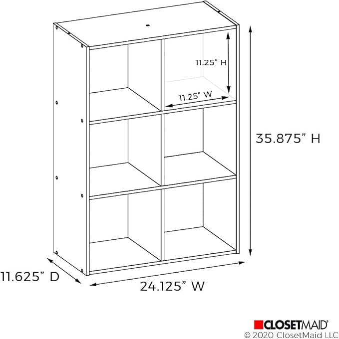 Closetmaid Decorative Home Stackable 6 Cube Cubeicals Organizer Storage Bookcase, with Hardware for Office, Home and Closet, White