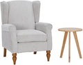 Modern High - Back Accent Chair and Side Table Set - Upholstered Wingback Armchair for Living Room, Bedroom,Office(Beige)