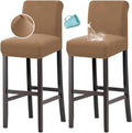 H.VERSAILTEX 100% Waterproof Bar Stool Cover Stretch Counter Stool Pub Chair Slipcover for Dining Room Removable Soft Thick Solid Fleece Fabric Bar Stool Slipcovers Set of 2, Sand