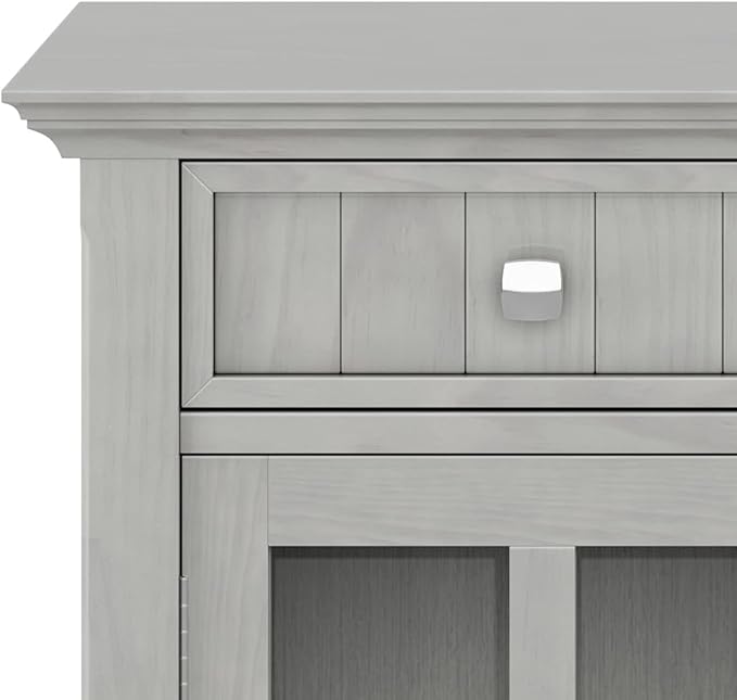 SIMPLIHOME Acadian SOLID WOOD 36 Inch Wide Rustic Entryway Hallway Storage Cabinet in Fog Grey, For the Living Room, Entryway and Family Room