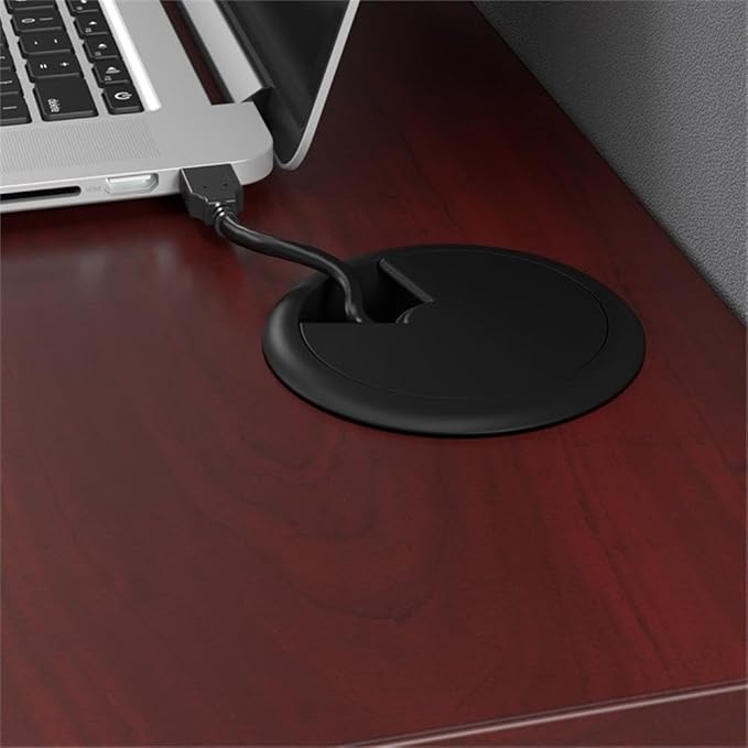 Bush Furniture BSHWC3649403STGK Hansen Cherry 65W x 65D L-Workstation with Storage and Accessory Kit