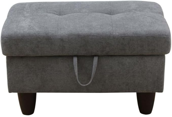 Ottoman Storage Ottoman Bench Flannel Footrest Footstool with Hinged Lid for Living Room, Bedroom, Entryway, Dark Grey, 28.5"X19"X17.5"