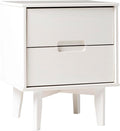 Walker Edison Furniture AZR2DSLNSWH Solid Wood 2-Drawer Groove Handle End Side Table Nightstand with Storage, 24" H, White