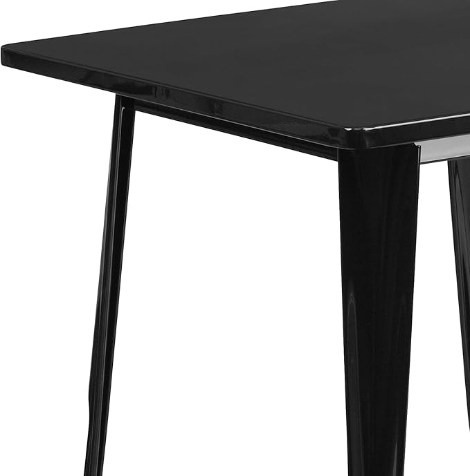 Flash Furniture Felix Commercial Grade 31.5" Square Black Metal Indoor-Outdoor Table