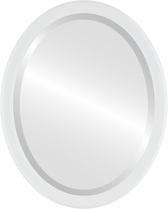 OVALCREST Oval Beveled Wall Mirror for Home Decor - Toronto Style - Linen White - 26" x 20"