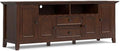 SIMPLIHOME Amherst 72-inch Wide Solid Wood TV Stand in Russet Brown, Transitional-Style Media Console for Living Room with Cable Management and Adjustable Shelves, Fits 80" TVs