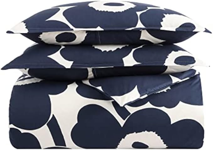 Marimekko - King Duvet Cover Set, Cotton Bedding with Matching Shams & Button Closure, All Season Home Decor (Unikko Indigo, King)