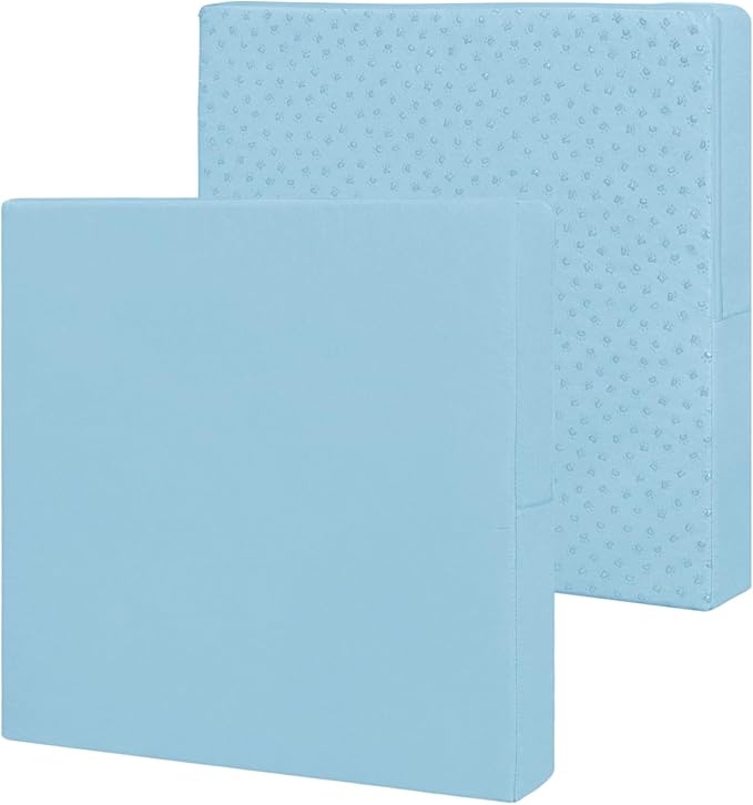 Easy-Going Waterproof Patio Cushion Covers ONLY Cover 20x18x4 inch 2 Pack Replacement Non-Slip Outdoor Seat Cushion Slipcover with Zipper. Light Blue
