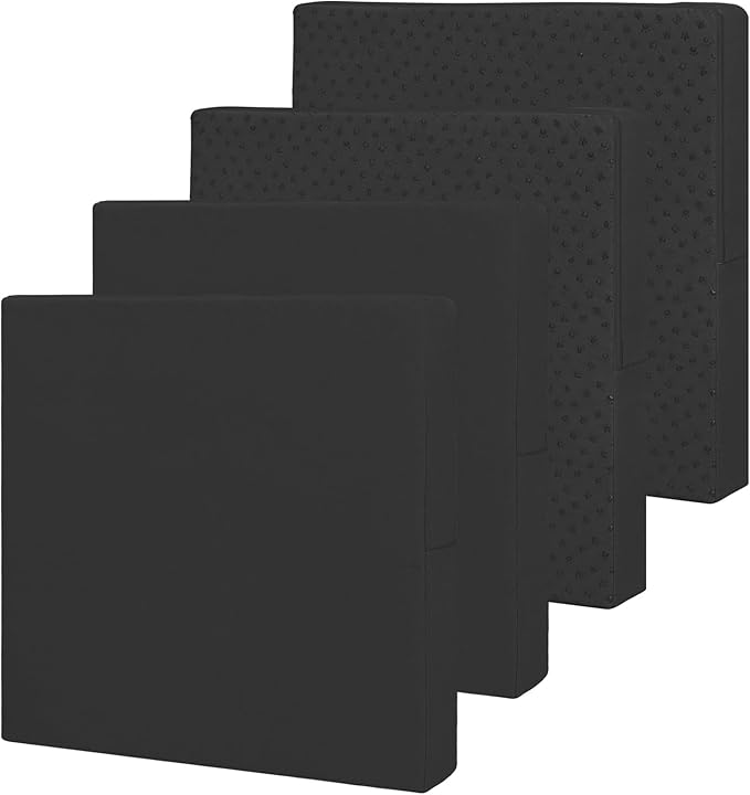 Easy-Going Waterproof Patio Cushion Covers ONLY Cover 20x18x4 inch 4 Pack Replacement Non-Slip Outdoor Seat Cushion Slipcover with Zipper. Black