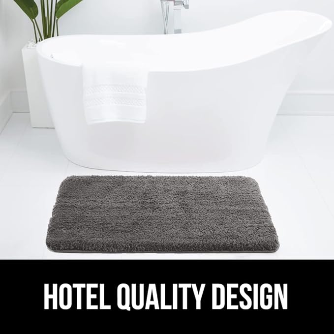 GORILLA GRIP Bathroom Rugs, 42x24, Ultra Soft Absorbent Mat, Thick Plush Bath Rug, Machine Washable, Microfiber Quick Dry, Mats for Shower, Bathtub and Floor, Home Decor Accessories, Gray