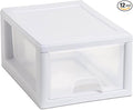 Sterilite 12-Pack 6 Quart Stacking Drawer, Clear Storage Closet Organizer, White Frame - Stackable Modular Plastic Drawers for Clothes, Accessories, Craft Supplies, Shoes or Linens