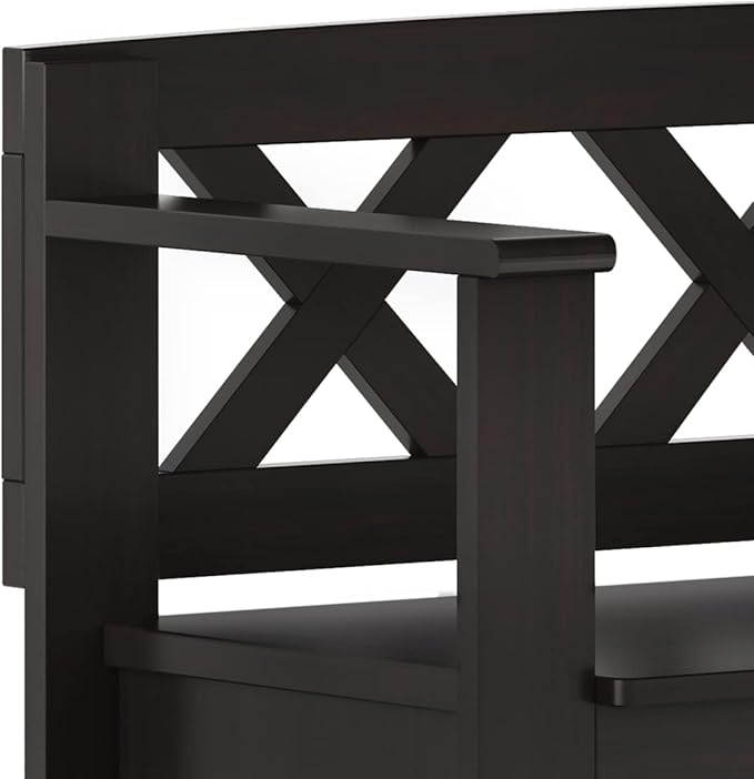SIMPLIHOME Amherst Entryway Storage Bench - 36 inch Wide Solid Wood Small Hallway Seat in Hickory Brown, Transitional Bench for Entryway or Living Room with Lift-Up Lid and Compact Storage