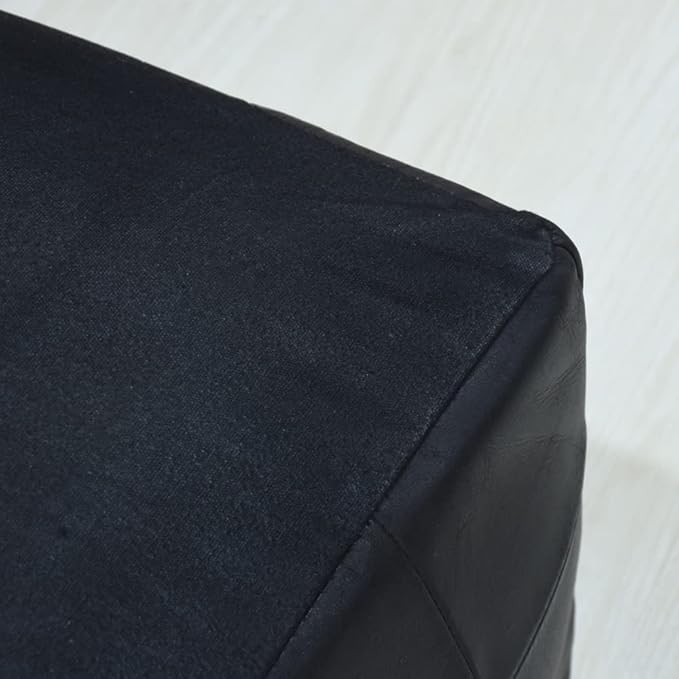 Handmade Eco-Friendly Geometric Leather Pouf Black Color Square 21" x 21" x 12" Buffalo Leather Pouf for Living Room, Bedroom Seating, Patio