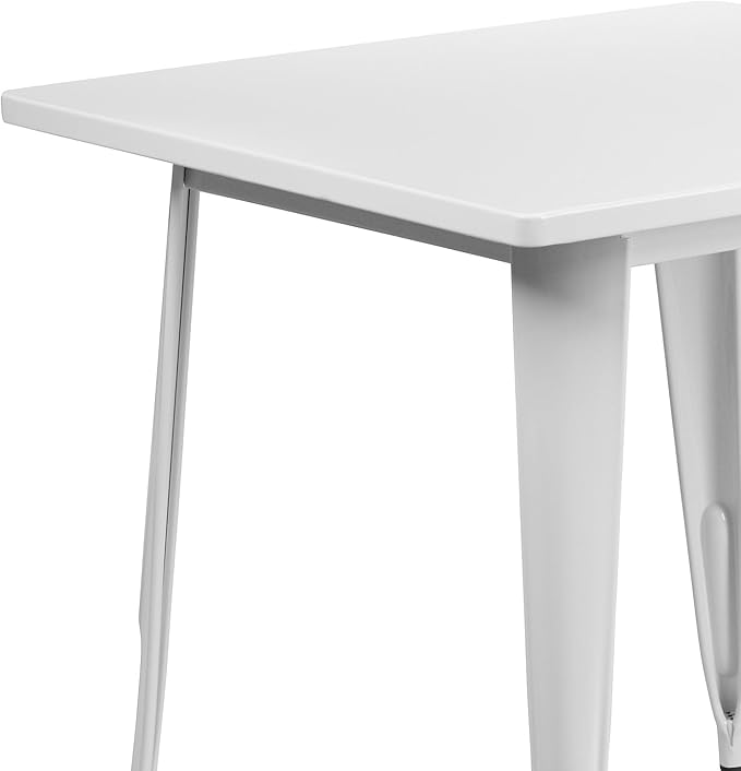 Flash Furniture Felix Commercial Grade 31.5" Square White Metal Indoor-Outdoor Table