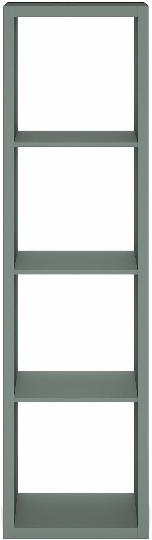 Furinno Cubicle Book Shelf, 4-Cube Vertical Thick Frame Bookshelf, Horizontally & Vertically Reversible Bookcase with Open Back, 14.6" x 15.9" x 58", for Living Room, Bedroom, Home Office, Sage Green