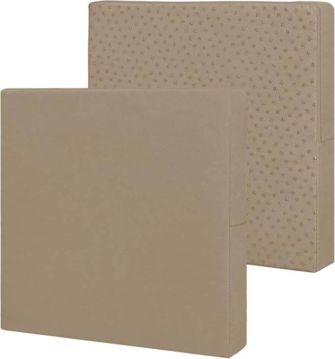 Easy-Going Waterproof Patio Cushion Covers 24x22x4 inch 2 Pack Replacement Non-Slip Outdoor Seat Cushion Slipcover with Zipper. Camel
