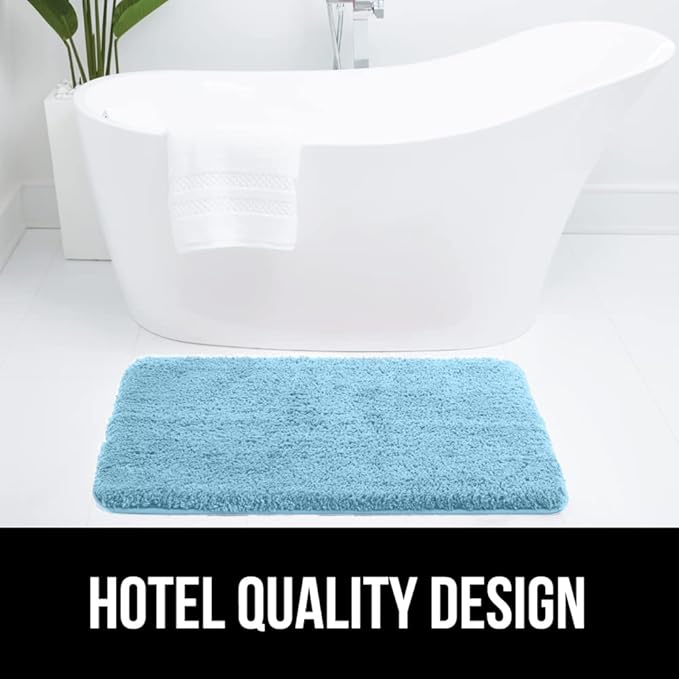 GORILLA GRIP Bathroom Rugs, 30x20, Ultra Soft Absorbent Mat, Thick Plush Bath Rug, Machine Washable, Microfiber Quick Dry, Mats for Shower, Bathtub and Floor, Home Decor Accessories, Sky Blue