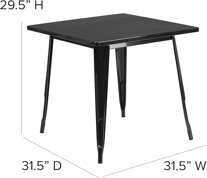 Flash Furniture Felix Commercial Grade 31.5" Square Black Metal Indoor-Outdoor Table