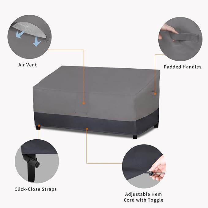 Easy-Going Heavy Duty Waterproof Outdoor Deep 2-Seater Loveseat Couch Patio Furniture Cover with Air Vent, Windproof, Durable
