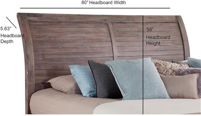 American Woodcrafters Aurora Weathered Gray Wood King Sleigh Headboard