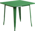 Flash Furniture Felix Commercial Grade 31.5" Square Green Metal Indoor-Outdoor Table