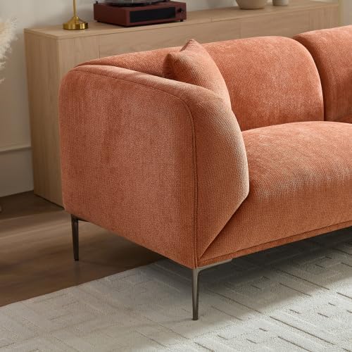 83" Mid-Century Modern Couch, Breathable Fabric Couch with Upholstered Cushions/Pillows, 3-Seat Sofas & Couches, for for Living Room/Bedroom/Lobby/officee (Brown)