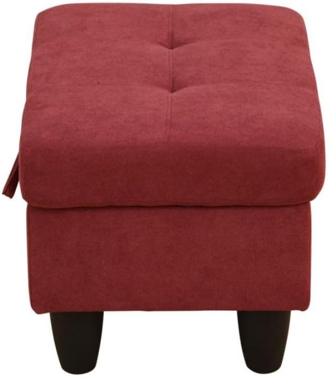 Ottoman Storage Ottoman Bench Flannel Footrest Footstool with Hinged Lid for Living Room, Bedroom, Entryway, Red, 28.5"X19"X17.5"