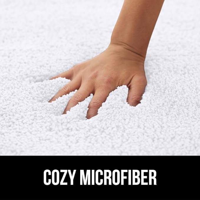 GORILLA GRIP Bathroom Rugs, 30x20, Ultra Soft Absorbent Mat, Thick Plush Bath Rug, Machine Washable, Microfiber Quick Dry, Mats for Shower, Bathtub and Floor, Home Decor Accessories, White