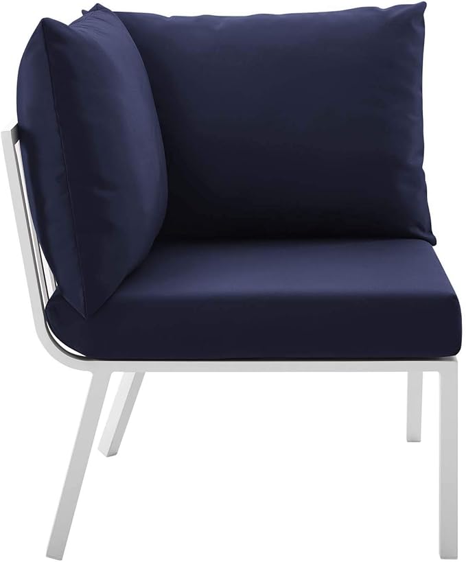Modway Riverside Outdoor Furniture, 3-Piece Set, White Navy
