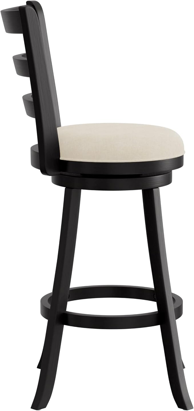 Hillsdale Laymon Modern Wood Swivel Stool with Upholstered Seat, Bar Height, Black