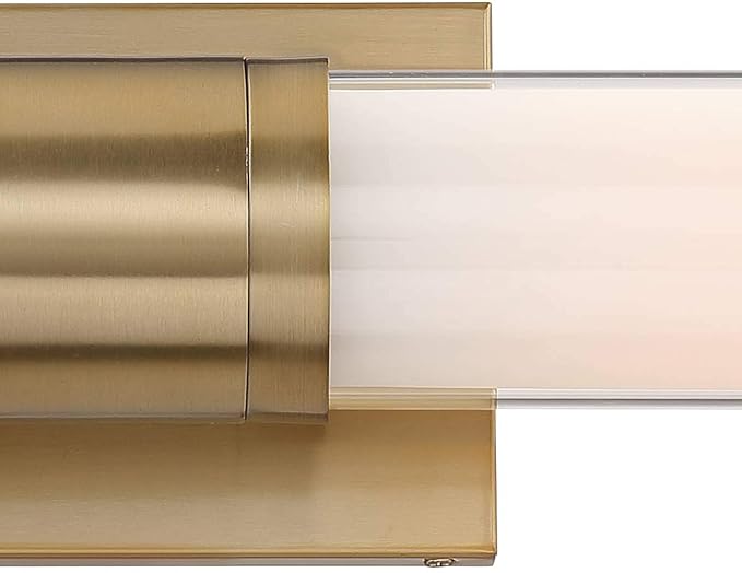 Possini Euro Design Brianna Modern Wall Mount Light Brass Gold Metal Hardwired 23 1/2" Wide Light Bar Fixture Double White Clear Glass Tube Shade for Bathroom Vanity Mirror House Home Room Decor
