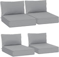 AAAAAcessories Outdoor Deep Seat Cushions, Waterproof, Fade-Resistant Patio Furniture Replacement Cushions, 24" x 24" x 5" + 24" x 13.5", Set of 4, Gray