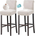 H.VERSAILTEX 100% Waterproof Bar Stool Cover Stretch Counter Stool Pub Chair Slipcover for Dining Room Removable Soft Thick Solid Fleece Fabric Bar Stool Slipcovers Set of 2, Ivory