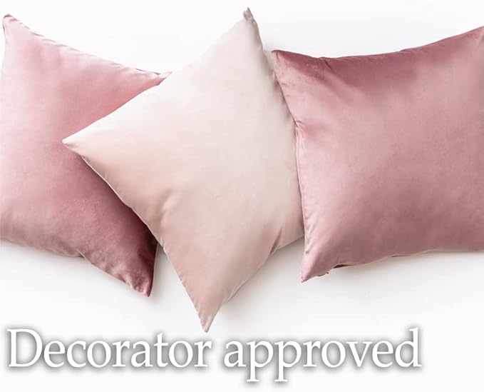 lalaLOOM Velvet Throw Pillow Covers, Set of 2, 20x20 Decorative Square Pillows Home Decor, Soft Accent Cases, Silky Machine Washable Pillowcases for Sofa, Couch, Bedroom, Living Room, Moss Green
