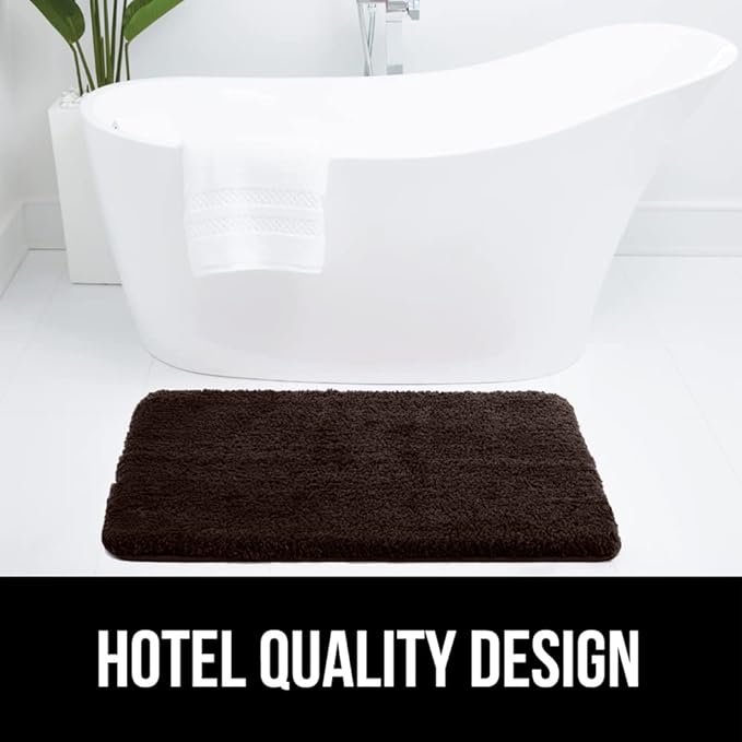 GORILLA GRIP Bathroom Rugs, 60x24, Ultra Soft Absorbent Mat, Thick Plush Bath Rug, Machine Washable, Microfiber Quick Dry, Mats for Shower, Bathtub and Floor, Home Decor Accessories, Brown