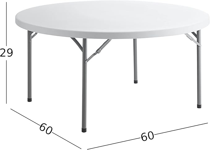 3 Pack! 60" Round Granite White Plastic Folding Banquet Table - Heavy Duty Party Table for Wedding and More