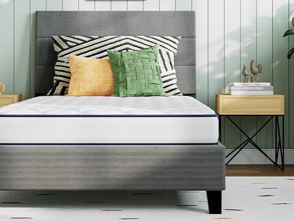 Novilla 8 Inch Twin XL Innerspring Mattress, Medium Support Foam and Spring Bed in a Box for Guest Room & Teen Bedroom, CertiPUR-US Certified Foam with Steel Coils, Durable & Eco-Friendly