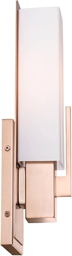 Possini Euro Design Midtown Modern Wall Light Sconces Set of 2 Burnished Brass Gold Hardwired 4 1/2" Fixture White Glass Shade for Bedroom Bathroom Vanity Living Room Home Hallway Dining Kitchen